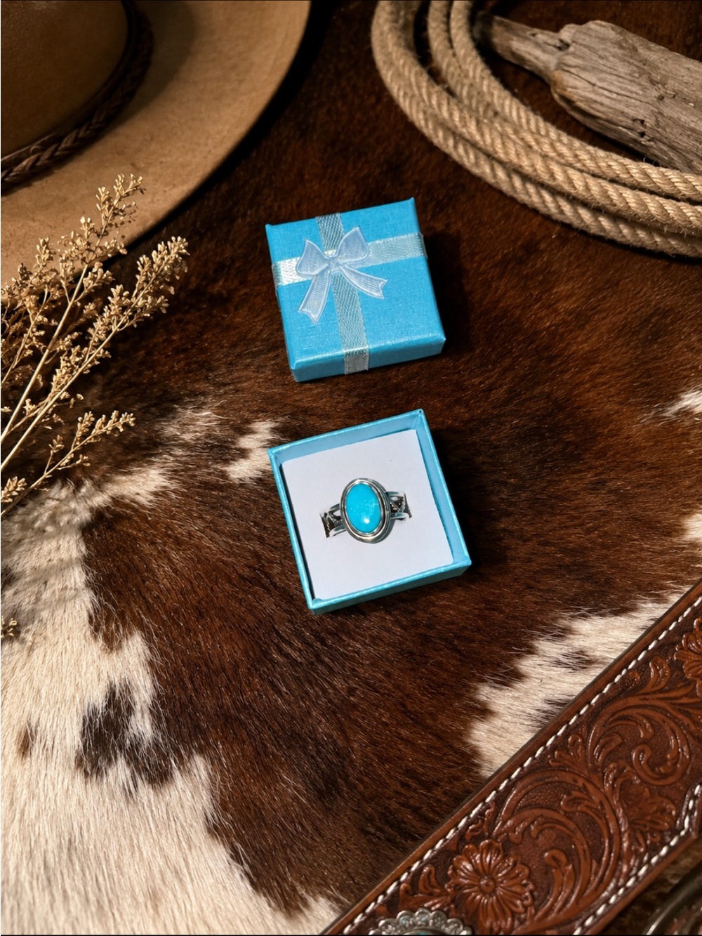 Sterling Silver Ring with Turquoise Oval Stone
